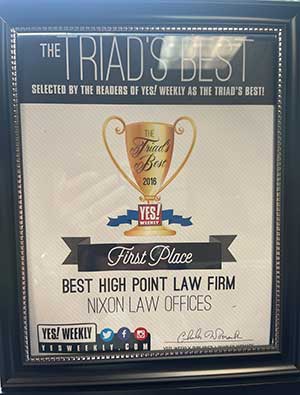 The Triad's Best | First Place | Best High Point Law Firm | Nixon Law Offices