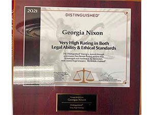 Distinguished | Georgia Nixon | Very High Rating In Both Legal Ability & Ethical Standards | 2021